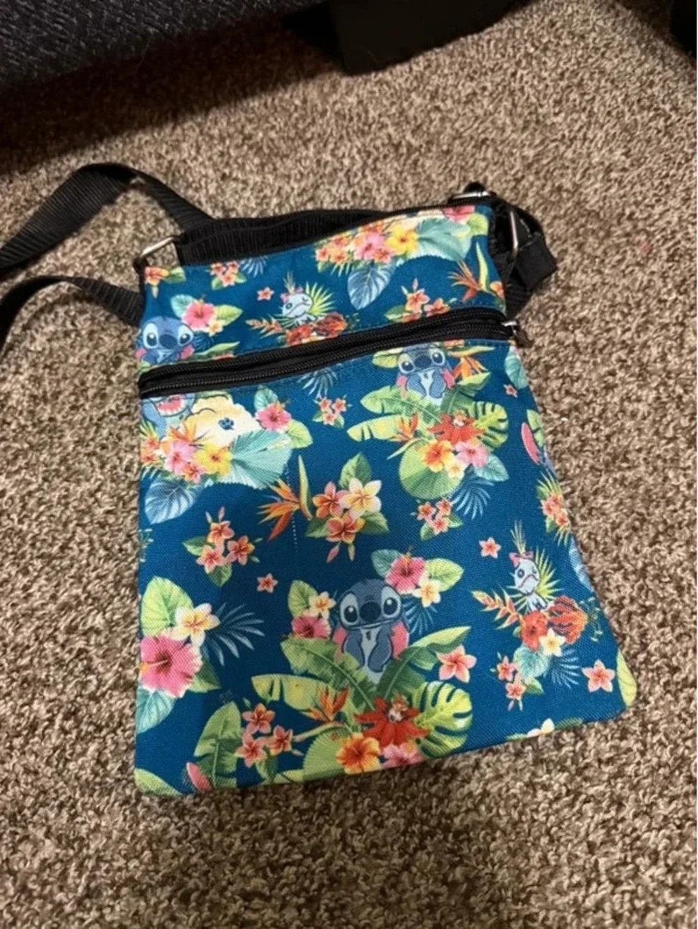 Disney Loungefly Lilo & Stitch Tropical Floral Crossbody Bag Blue